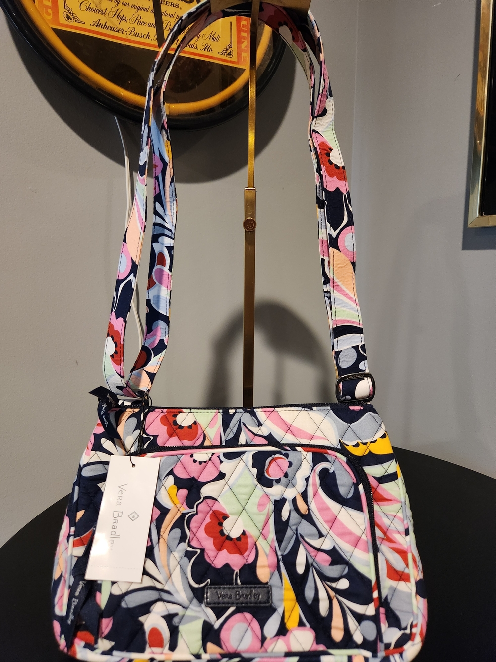 Vera Bradley Navy Floral Quilted Crossbody Bag